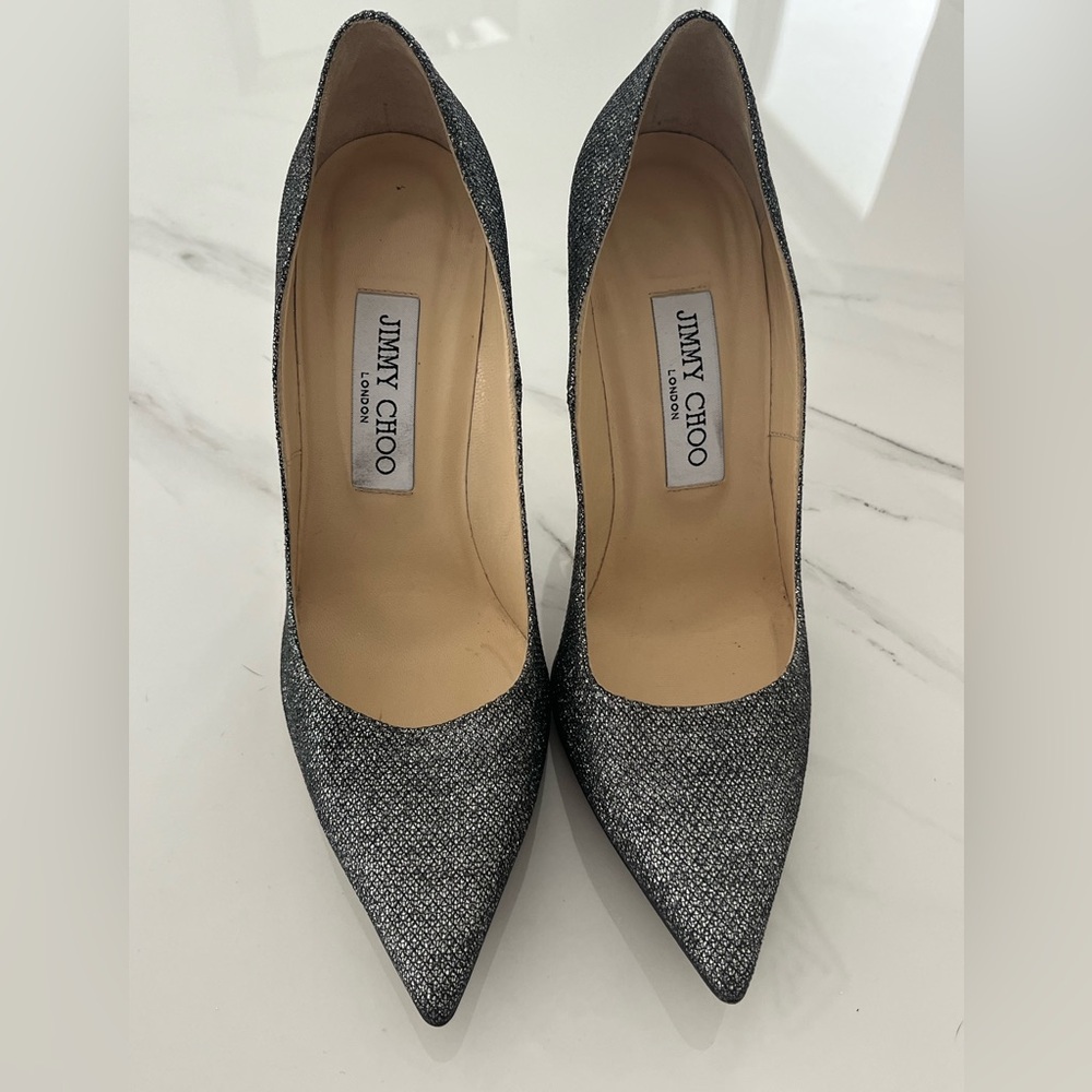 Jimmy Choo ABEL sparkle gunmetal pump